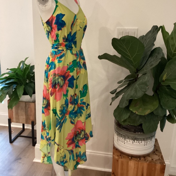 NWT MSK Womens Wide Leg Floral Romper Jumpsuit Dress Lime/ Muilticolored Sz S - Picture 14 of 15